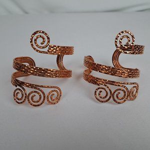 Copper Spiral Arm Cuff Bracelet  Set of 2